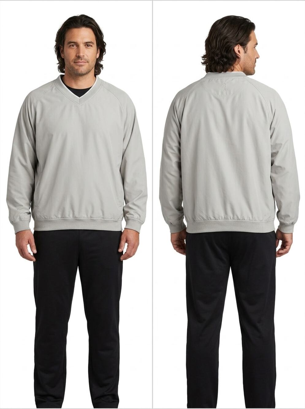 Preswick & Moore Golf Gray Ribbed Embroidered V-Neck Jacket Men Size XXL
